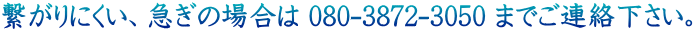 �q����ɂ����A�}���̏ꍇ�� 080-3872-3050 �܂ł��A���������B
